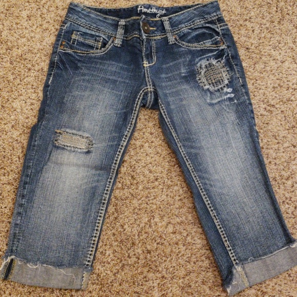 Amethyst Jeans Pants - Amethyst above the knee shorts